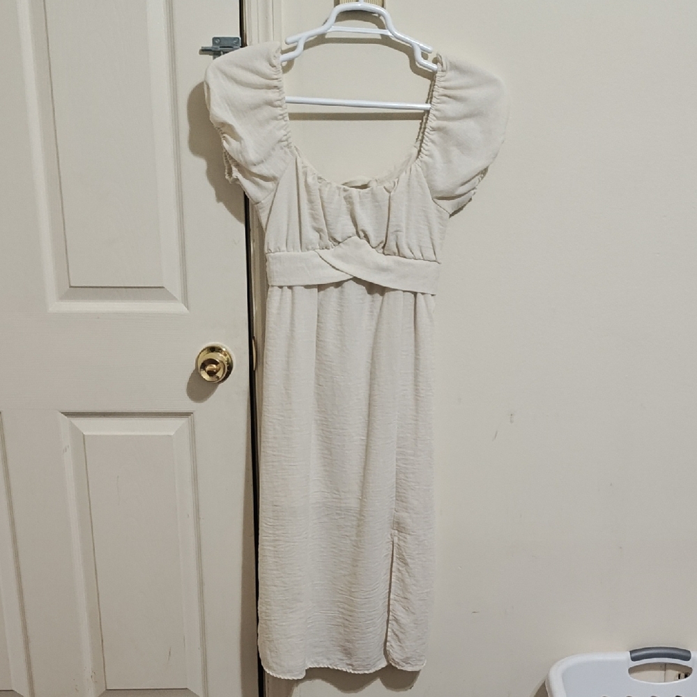 Classic Cream Empire-Waist Midi Dress - Women